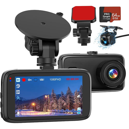 1080P Dual Dash Cam – Front & Rear Car Camera with G-Sensor