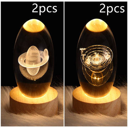3D Moon & Galaxy Crystal Ball LED Lamp