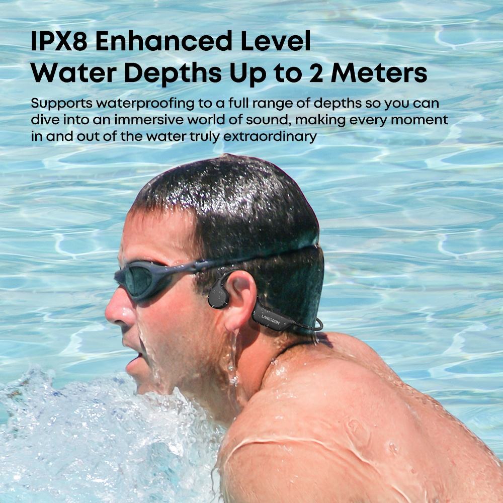 “IPX8 Waterproof Bone Conduction Bluetooth Swimming Headphones”