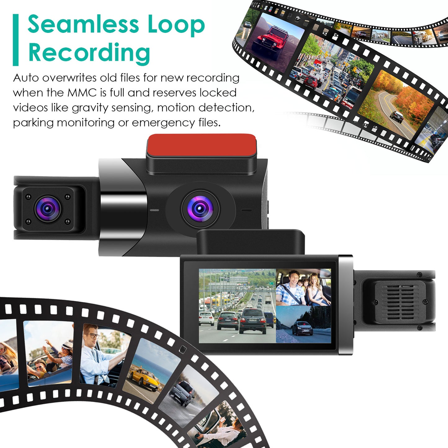 2K 3-Channel Car Dash Cam with GPS & Night Vision