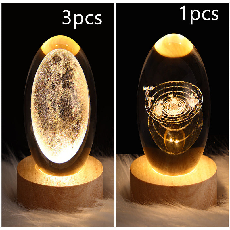 3D Moon & Galaxy Crystal Ball LED Lamp