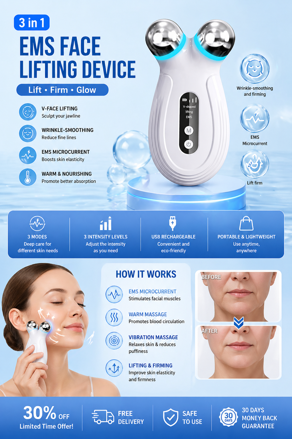 EMS Face Lifting Massager Device
