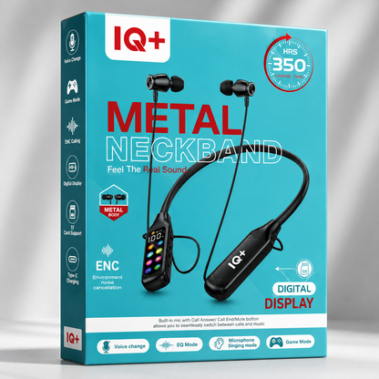 IQ+ Metal Neckband – Voice Change | Game Mode | Digital Display | ENC & 7EQ
